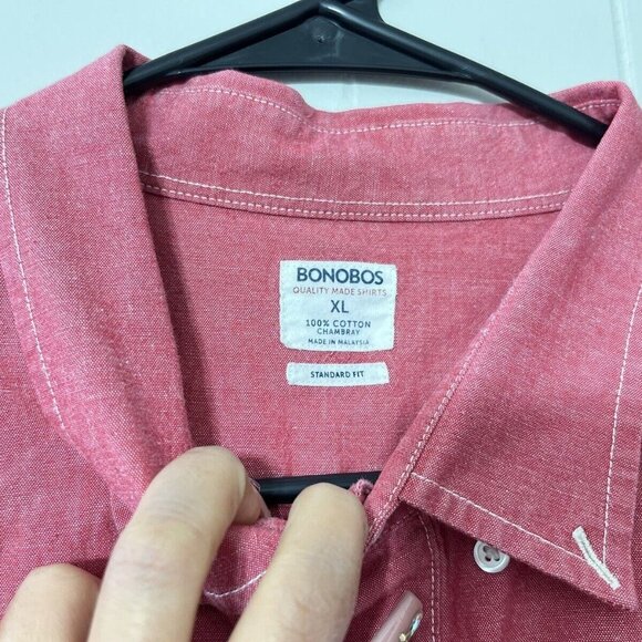 Bonobos Men's standard Fit Dress Shirt Red Size XL EUC - Picture 6 of 6